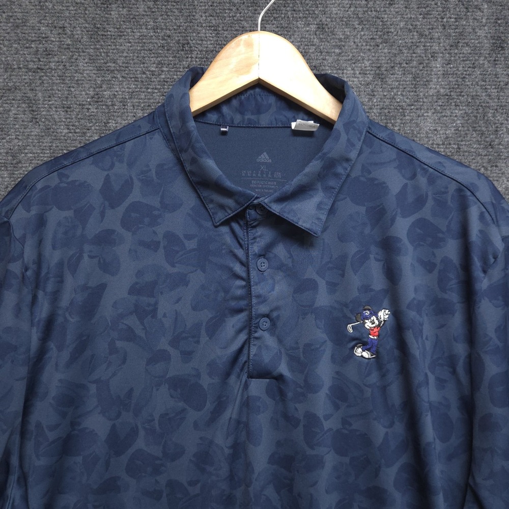 Adidas Disney Golf Mickey Mouse Prisma Print Polo Mens XL Blue Short Sleeve - Picture 3 of 10